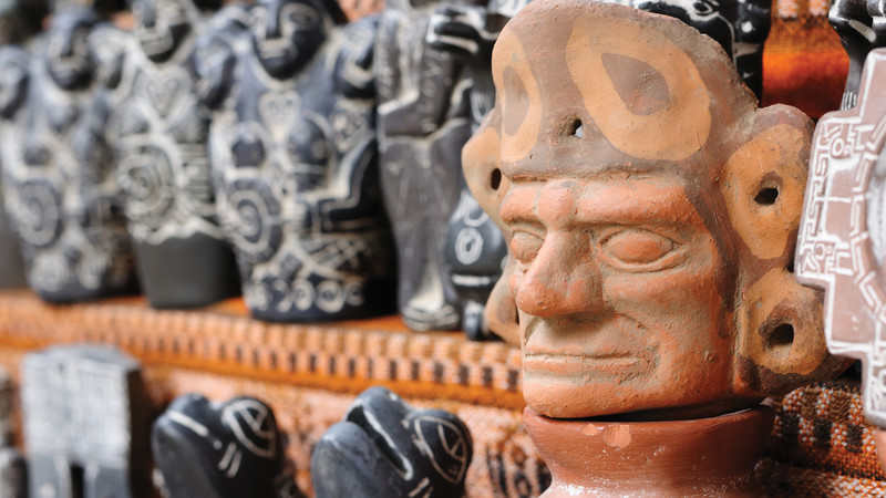 Rows of stone totems in La Paz