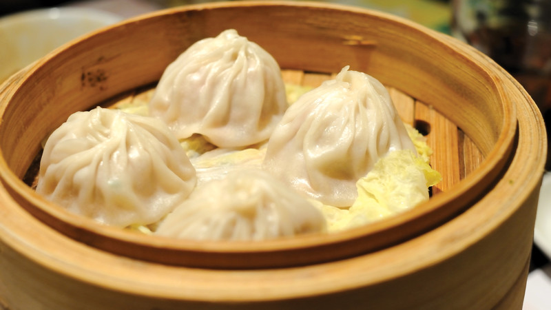 A steamer filled with hot dumplings in China