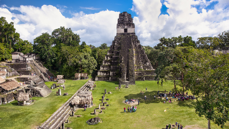 Aerial view of Tikal ancient ruins