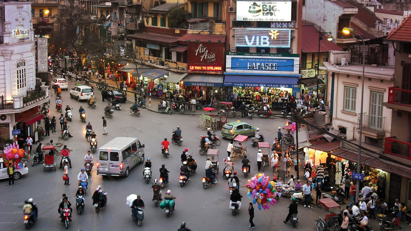 A busy intersection in Hanoi
