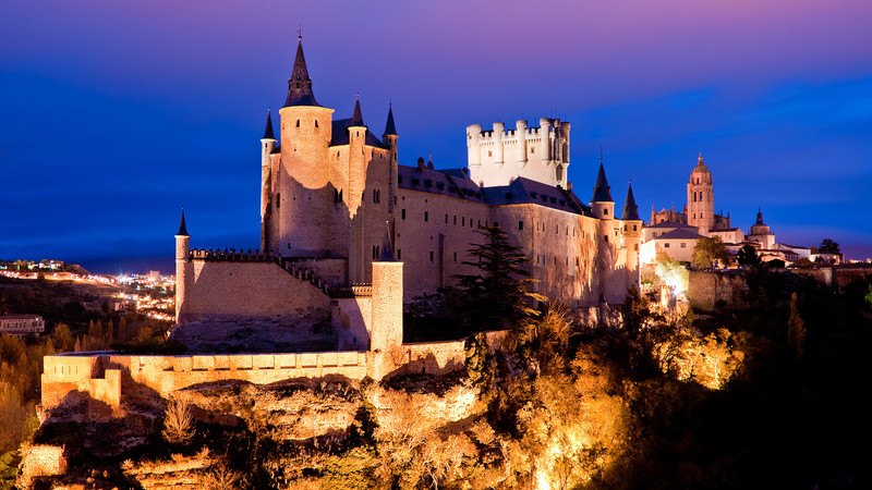 Alcazar Castle in Segovia at night