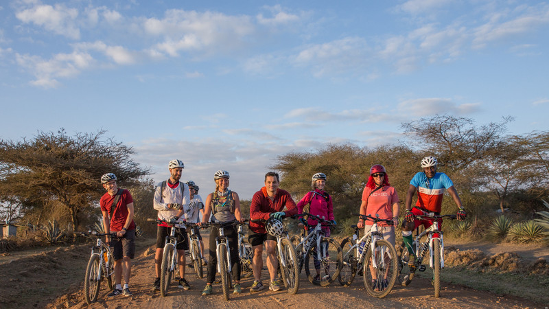 A group of cyclists on an Intrepid trip in Tanzania