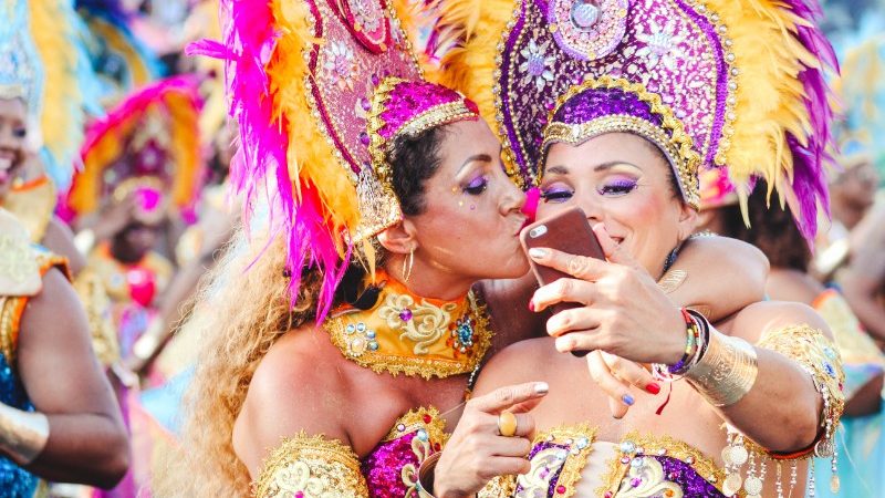 Two performers in Rio take a selfie