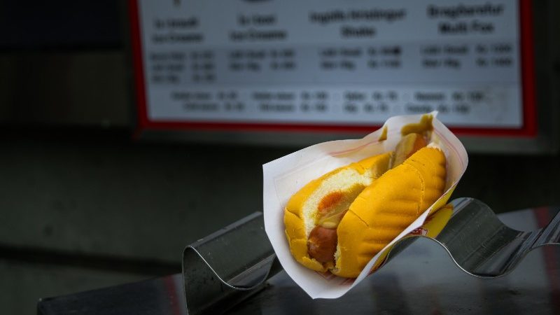 A hot dog on a counter in Iceland