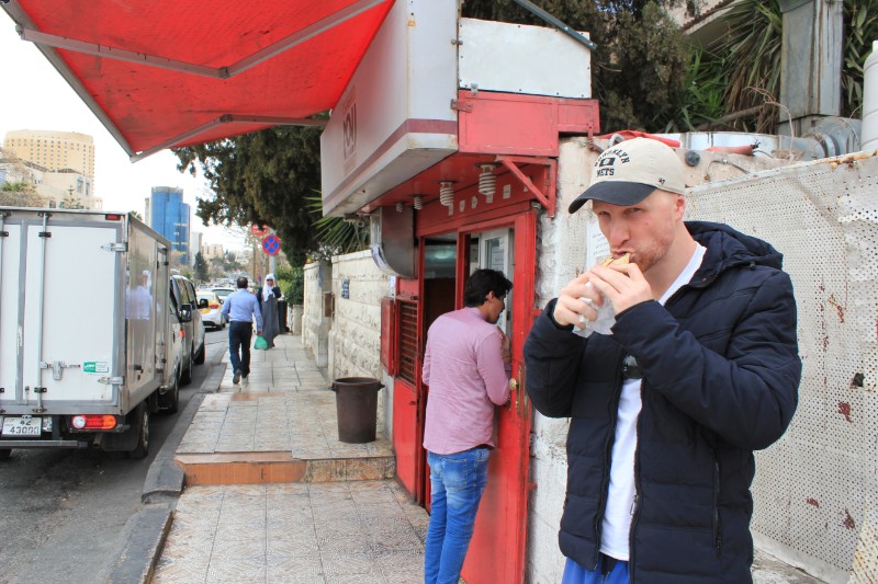 Enjoying a Shawarma at Reem