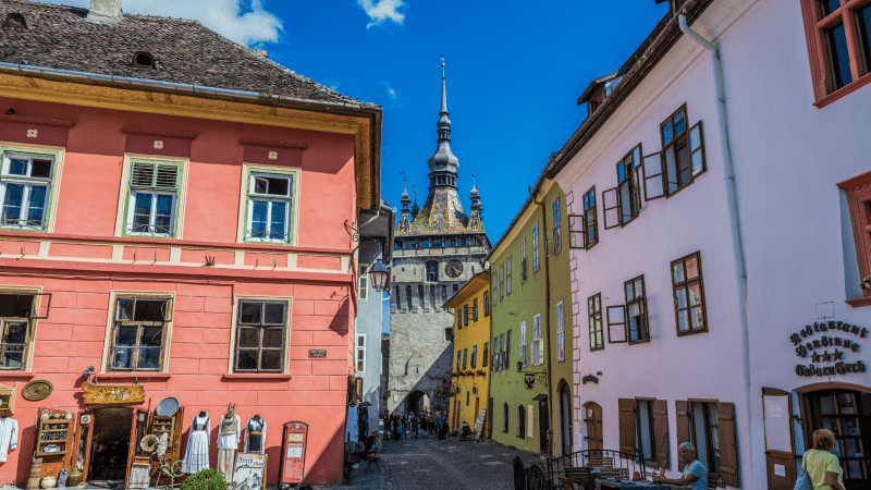 Famous clock tower in Sighisoara, Romania