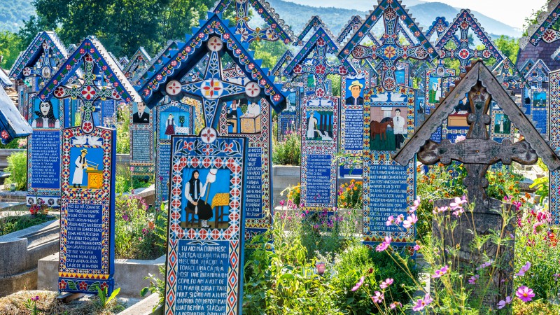 Commemorative crosses in the Merry Cemetery, Romania