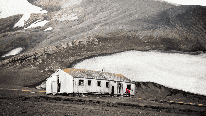 An old whaling station on Deception Island, Antarctica
