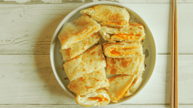 Dan bing, a traditional Taiwanese breakfast