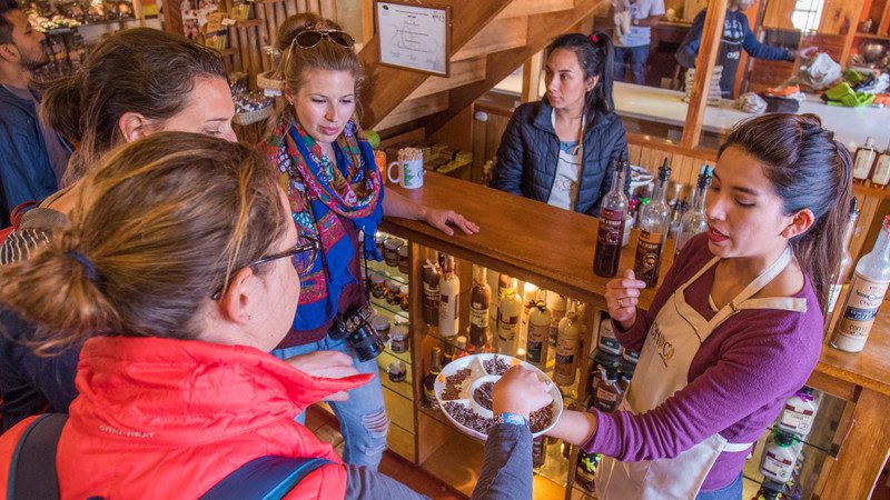 Travellers at a chocolate tasting