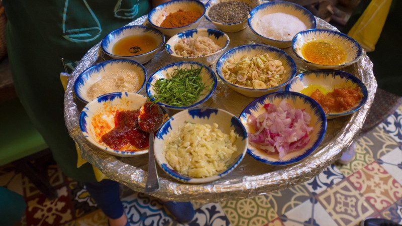 A tray of spices in Vietnam