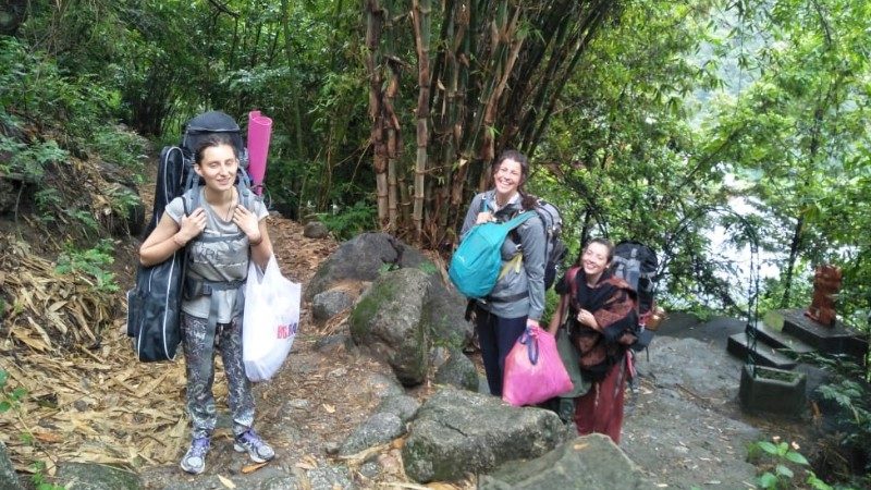 Girls hiking in India