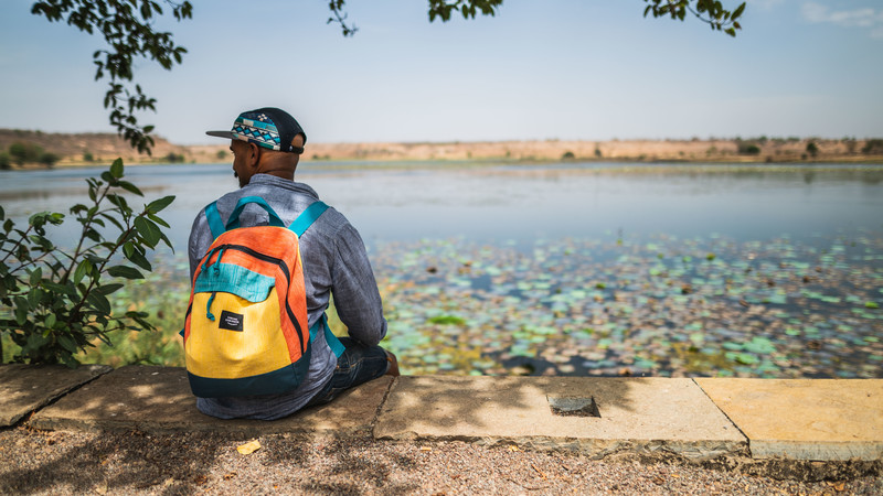 traveller sitting alone in India