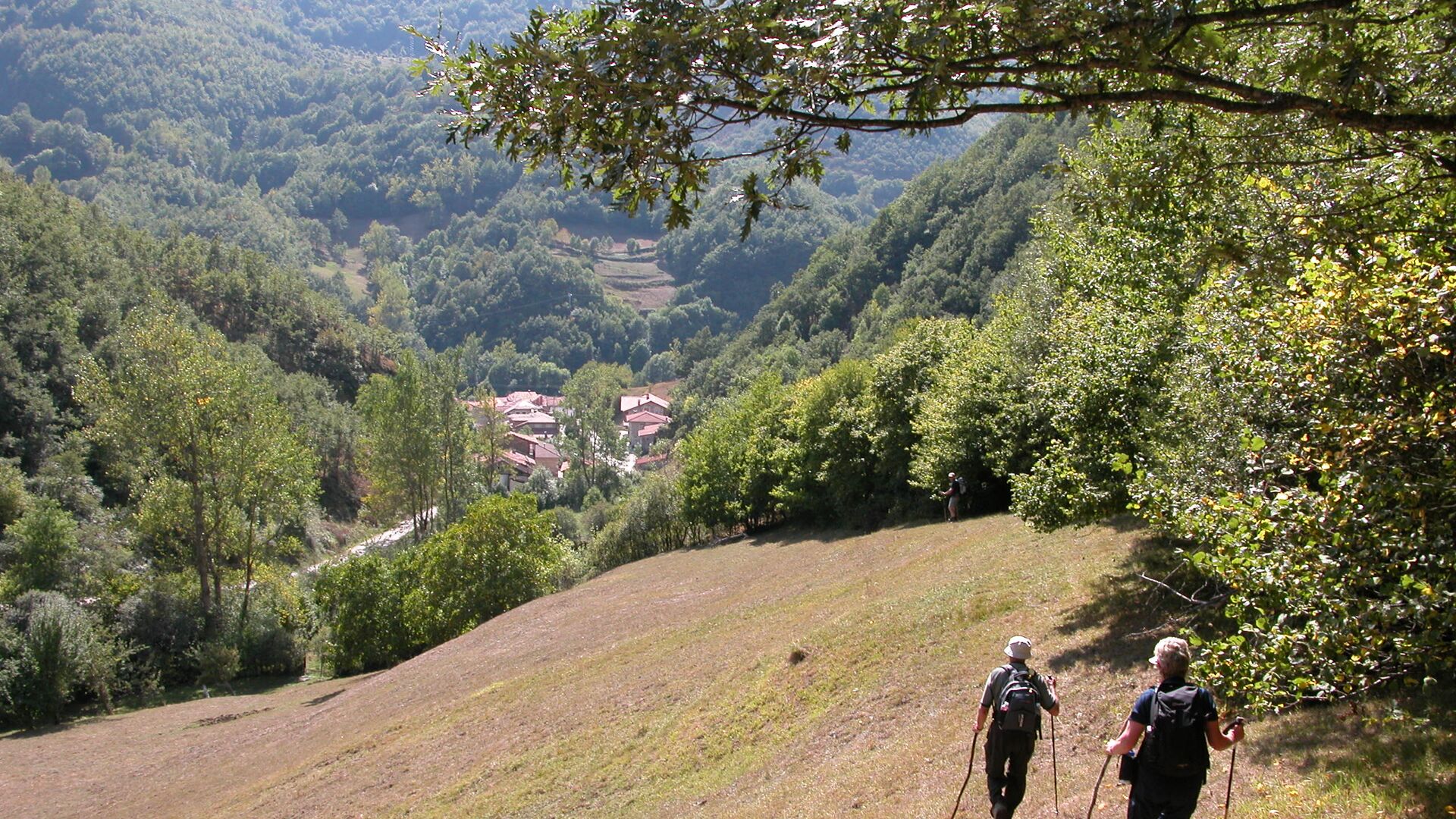 Hikers on the Camino de Santiago (Pilgrim's Way) in Spain.