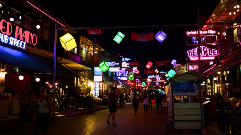 Pubs Street in Siem Reap, Cambodia