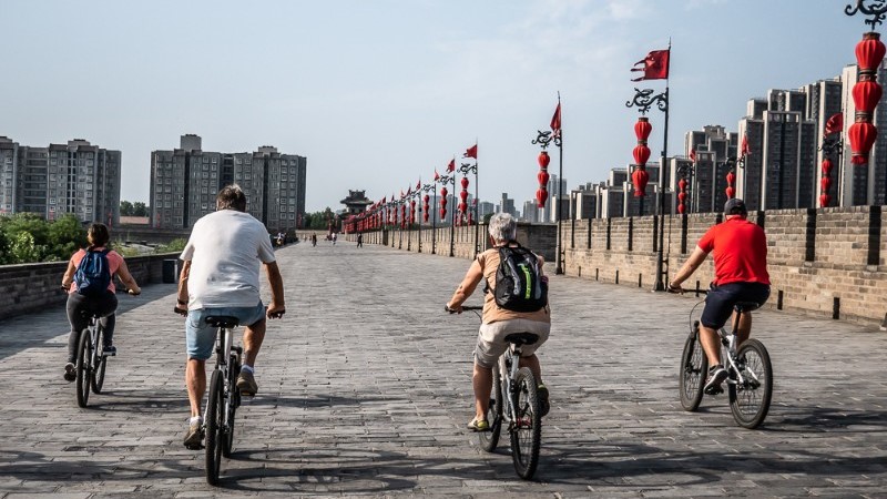 Cycling the city wall of Xi'an in China