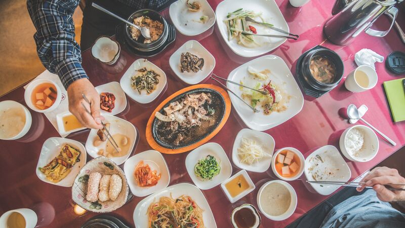 sharing food in Korea