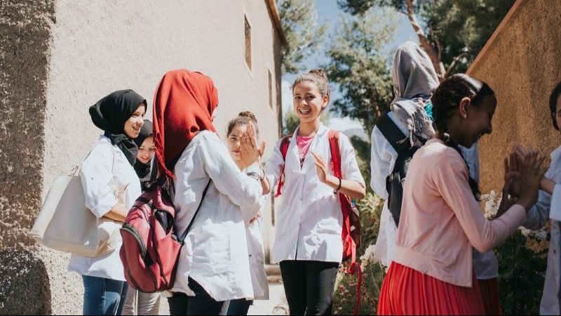Smiling schoolgirls in Morocco