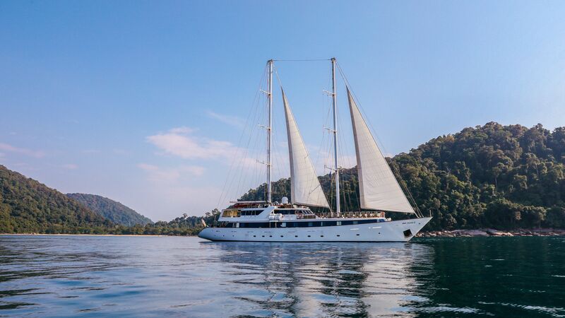 A small cruise ship moored in Thailand.