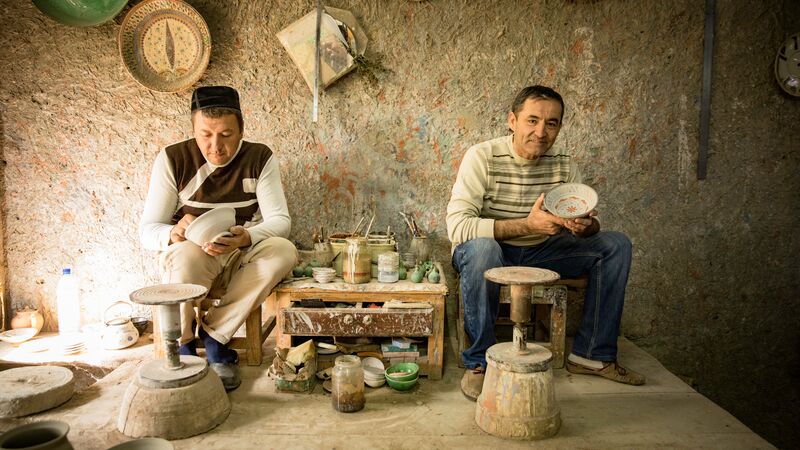Two local potters in Uzbekistan