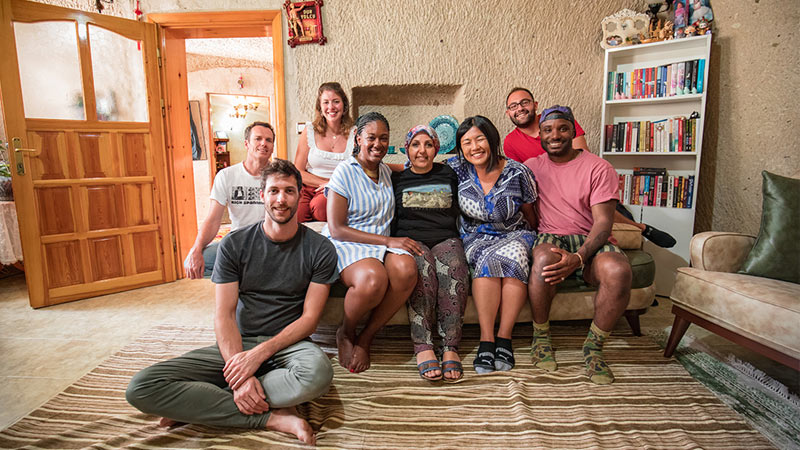 Visiting a cave home in Cappadocia.