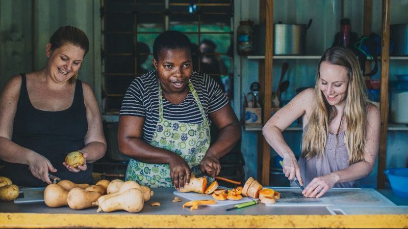 At the soup kitchen in South Africa.
