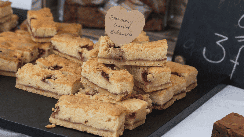 bakewell tart in cafe