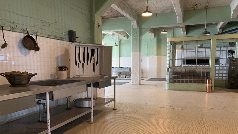The kitchens inside Alcatraz.