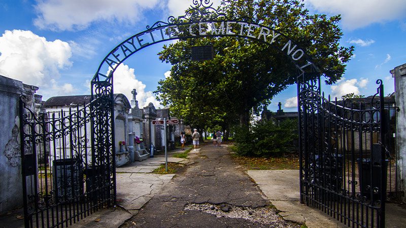 The entrance to Lafayette Cemetery No. 1 in New Orleans.