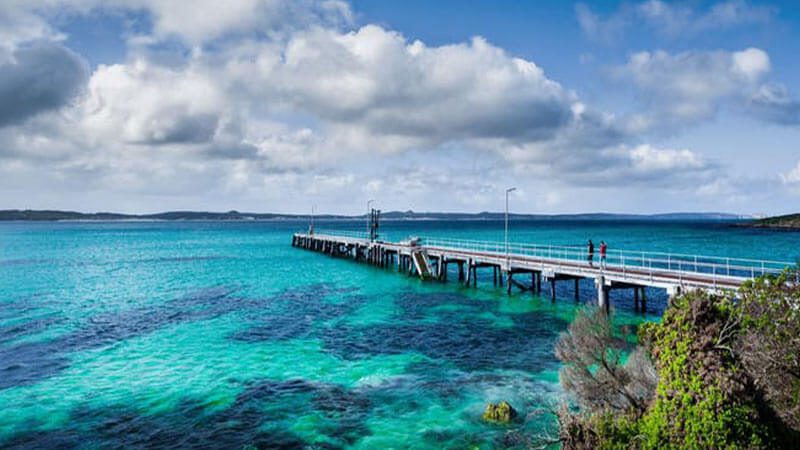 People walking on the jetty at Vivonne Bay