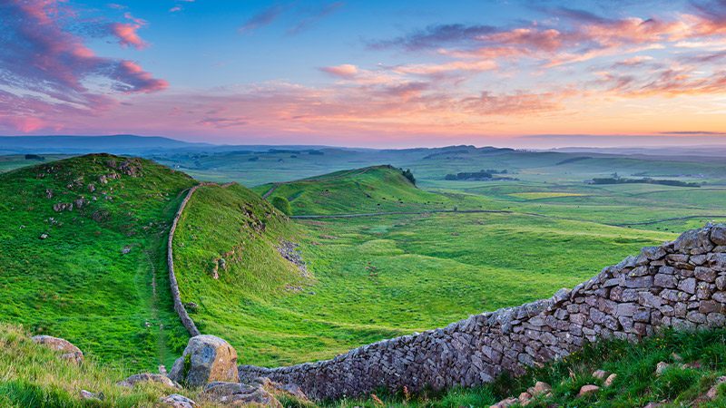 Hadrian's Wall at sunset