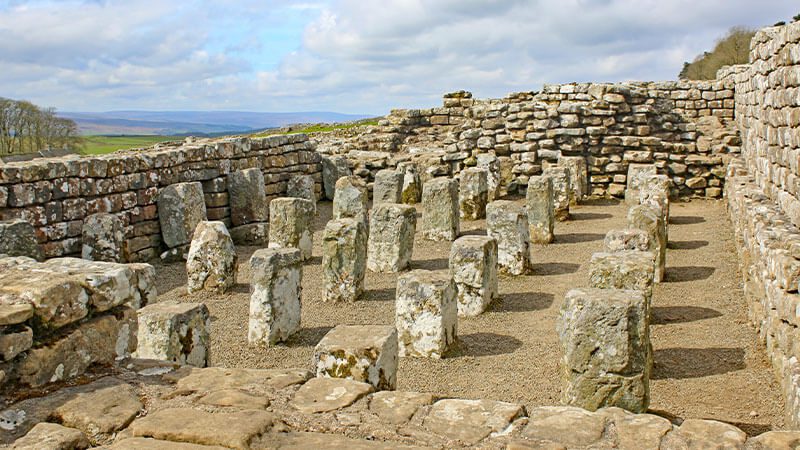 The ruins of Housesteads Fort along Hadrian's Wall