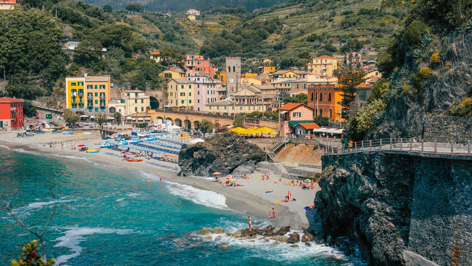 Fegina Beach in Monterosso, Italy