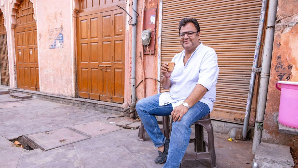 Saurabh Joshi, aka the Chai Lord, drinks a cup of chai