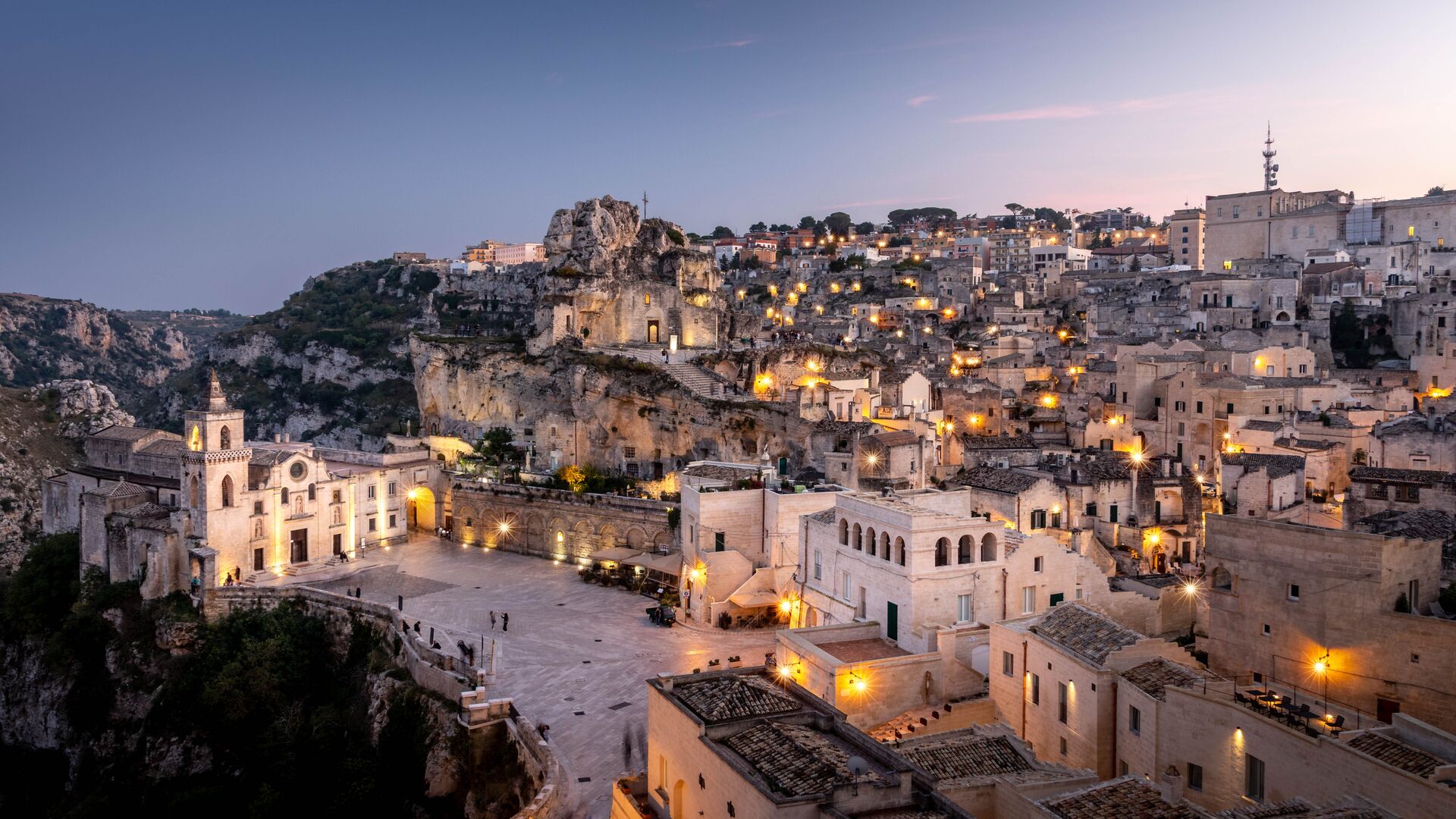 Sassi di Matera at dusk