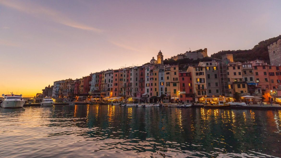 A sunset Portovenere taken from the water