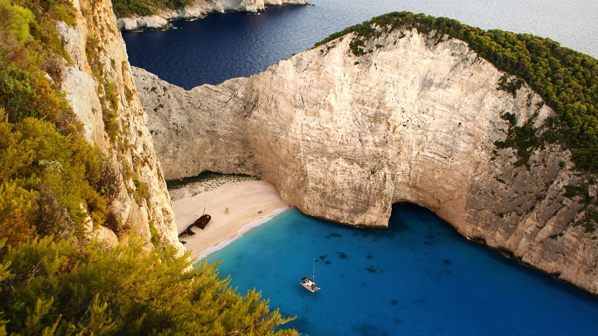 The shipwreck-strewn shore of Navagio Beach, Zakynthos