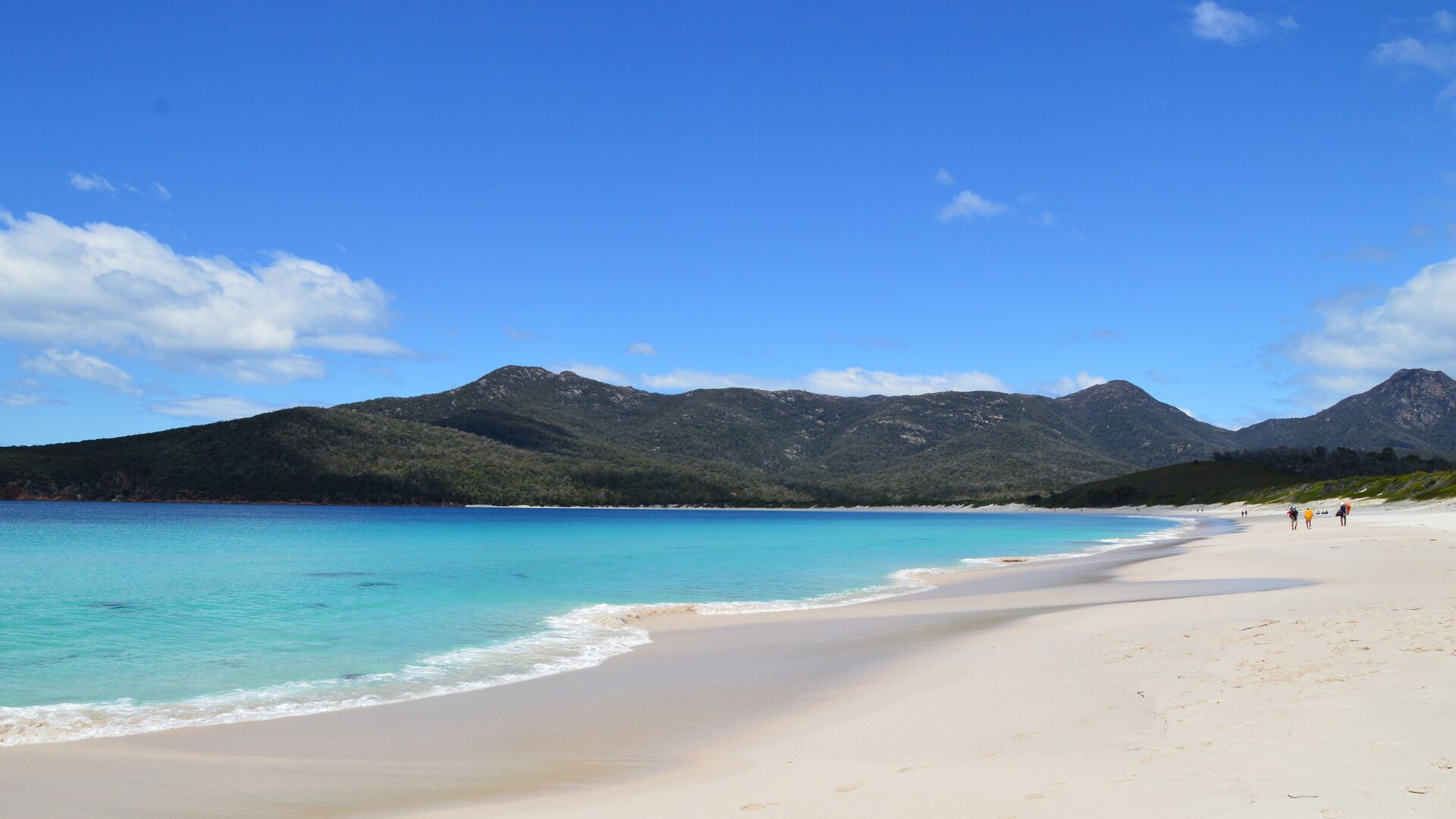Wineglass Bay, Tasmania, in the sunshine.