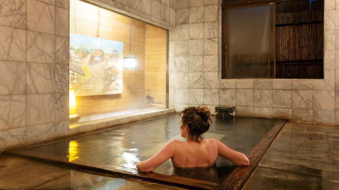 Woman in a Japanese onsen