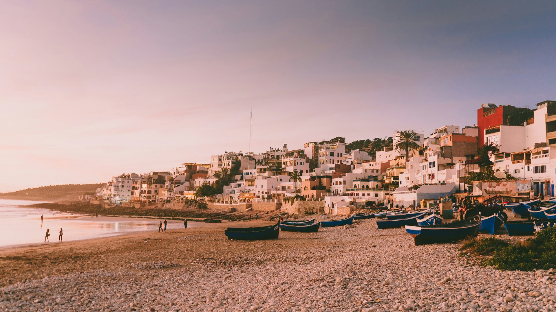 Taghazout beach at sunset