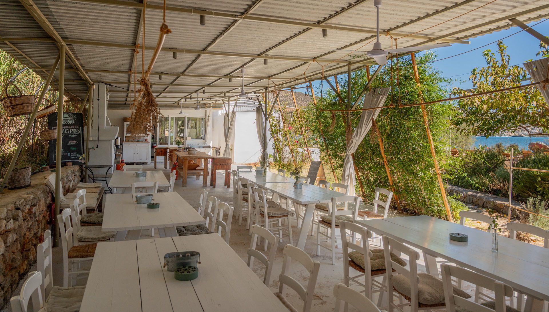 Glamp beside the coastal town of Galatas, Greece.