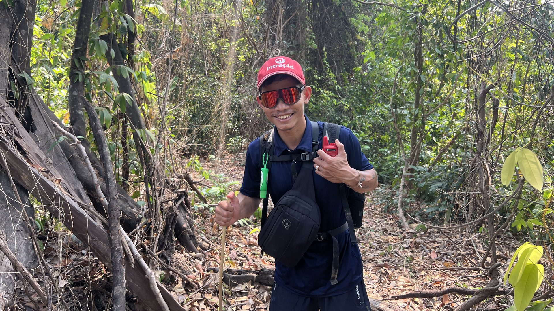 Intrepid leader Bo on a jungle hike in Cambodia