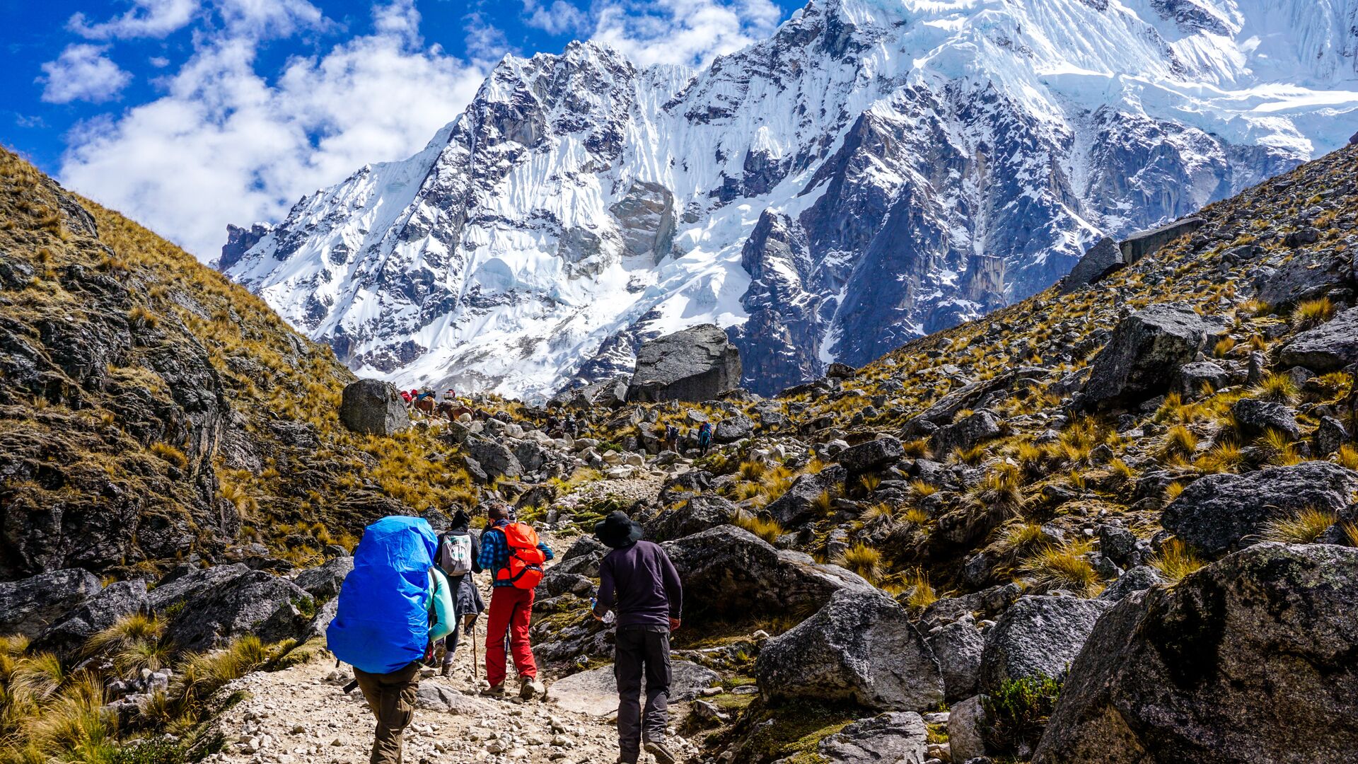 Hikers on Peru's Salkantay Trek.