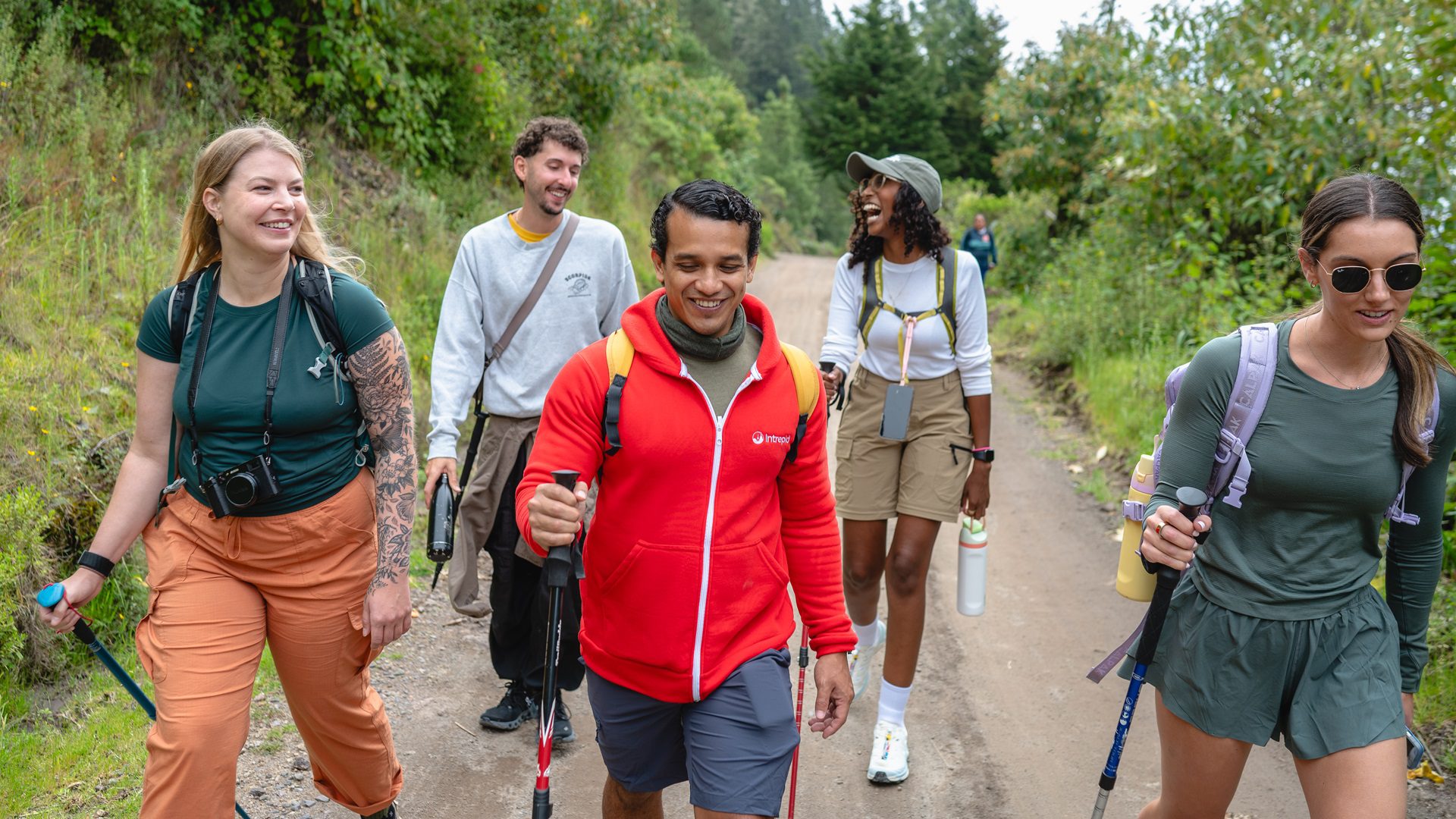 A group of Intrepid travellers hiking in Oaxaca's highlands
