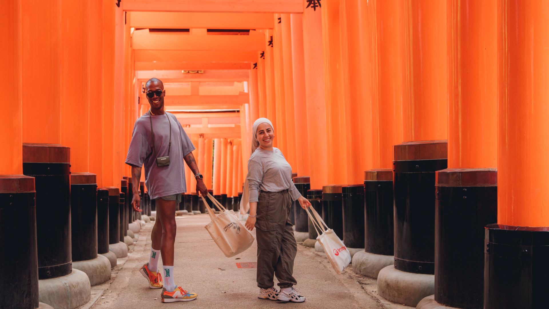 Intrepid travellers at a shrine in Japan.