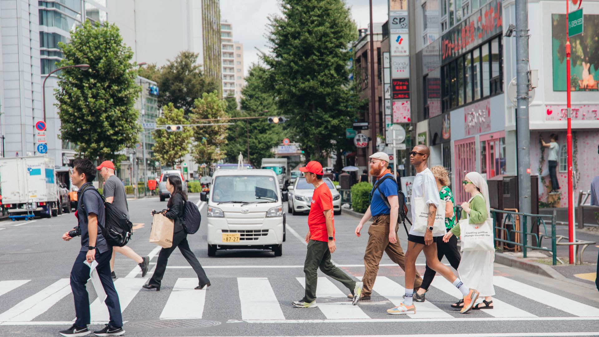 A road crossing in Harajuku, Tokyo.