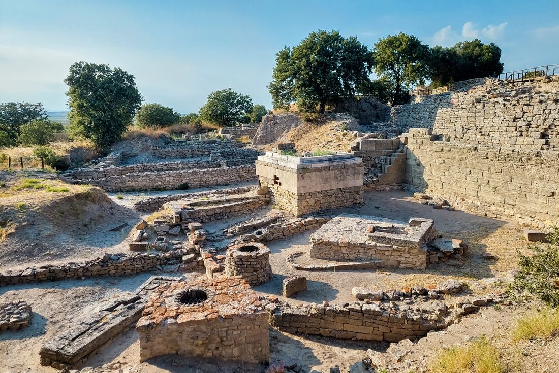 Foundations of the ancient city of Troy near Çanakkale Turkey