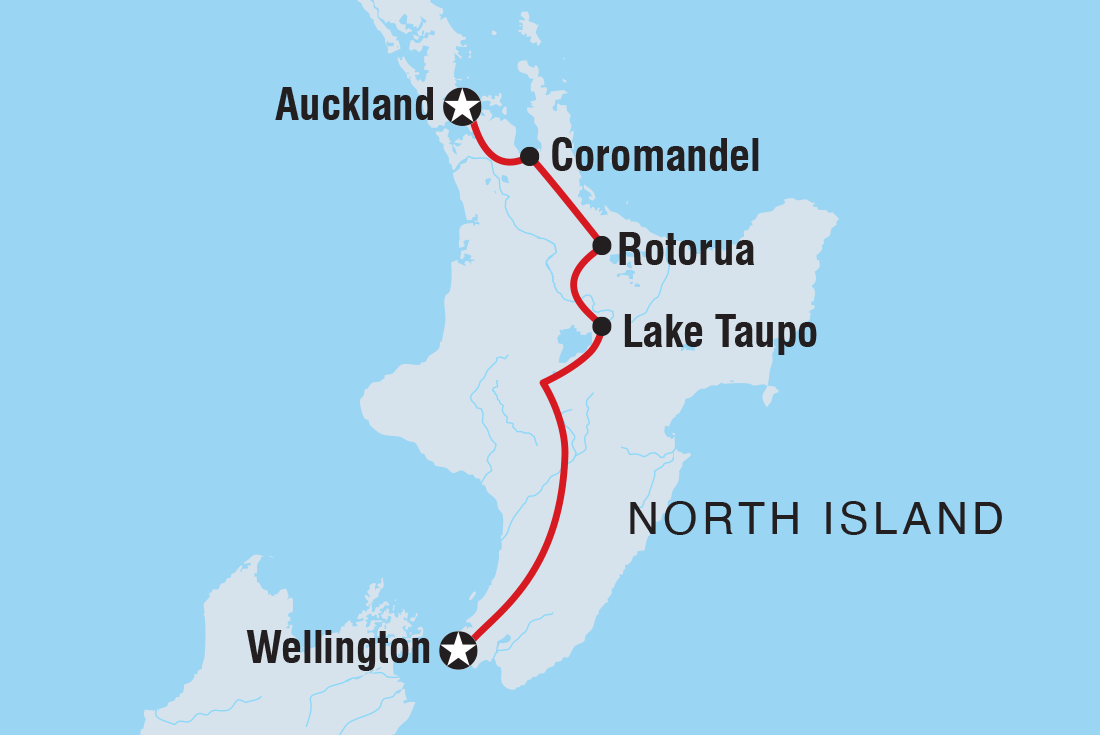 Map of New Zealand Northern Trail (Southbound) including New Zealand