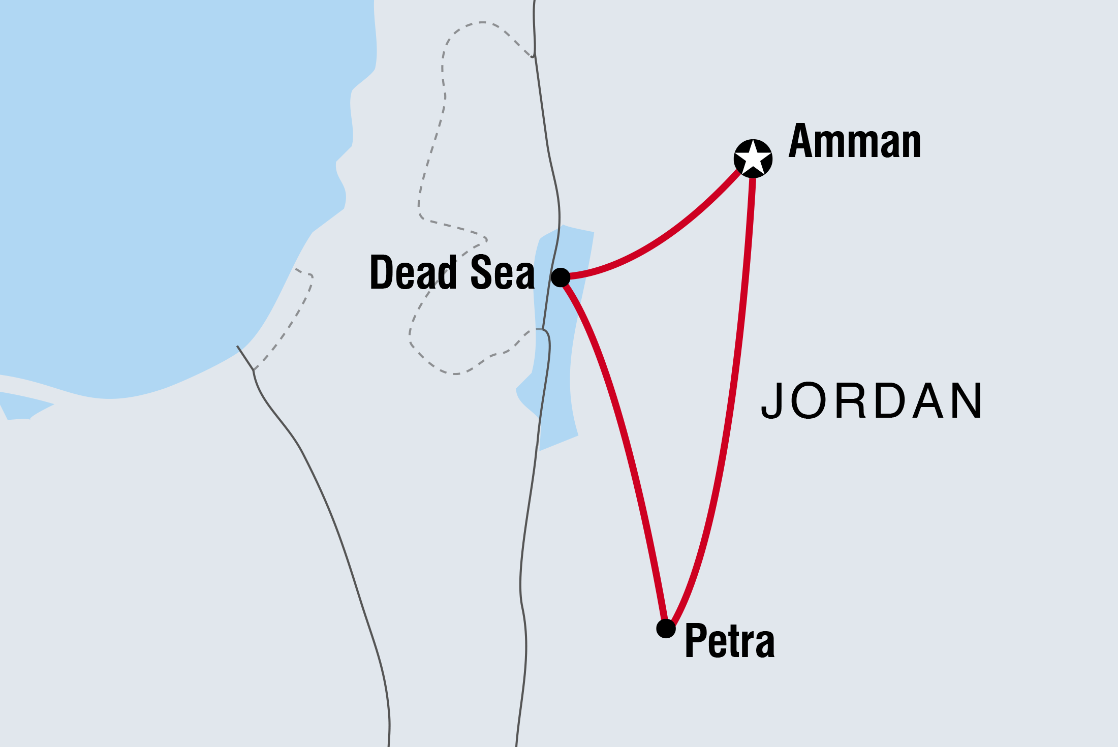 Map of Petra Independent Short Break including Jordan