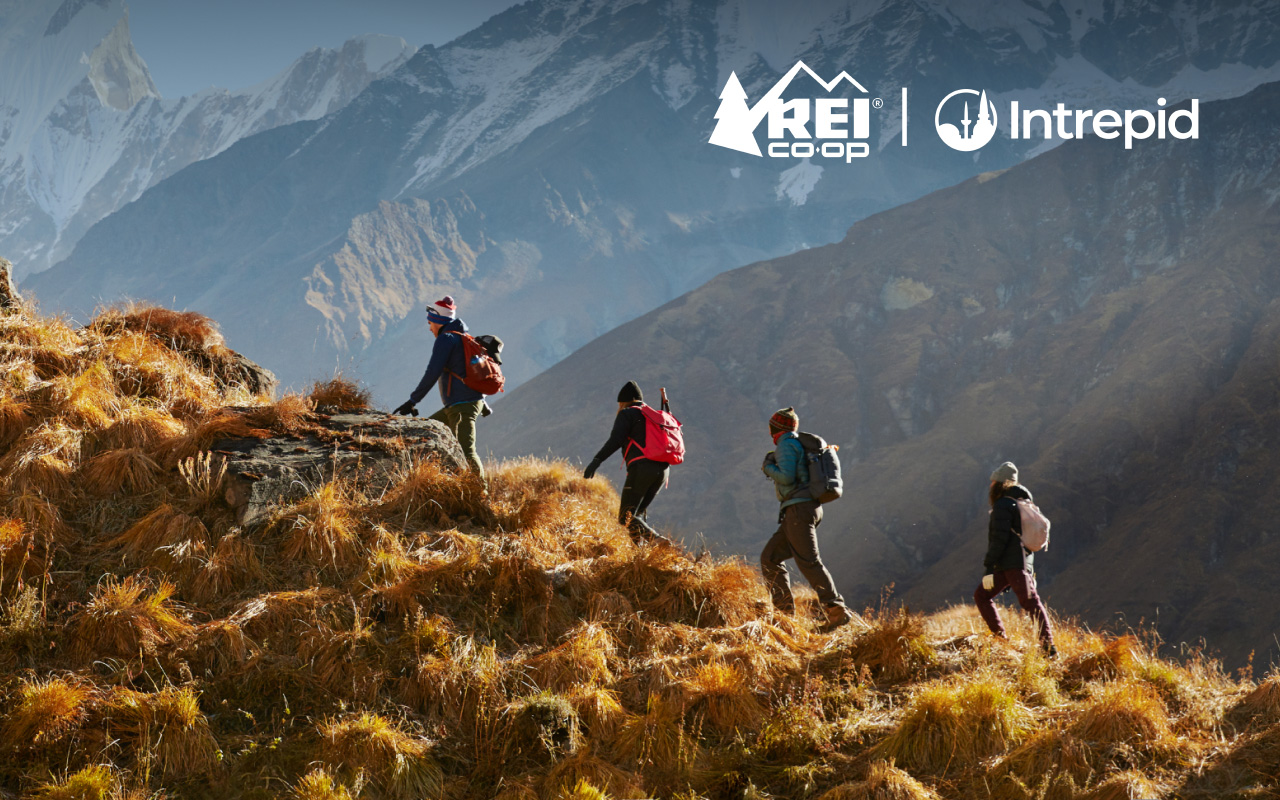 Intrepid travelers hiking a mountain
